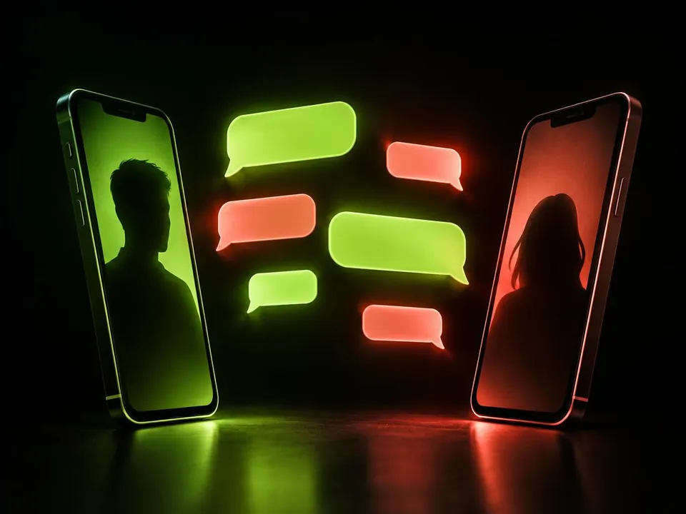 Dois celulares trocando mensagens anônimas